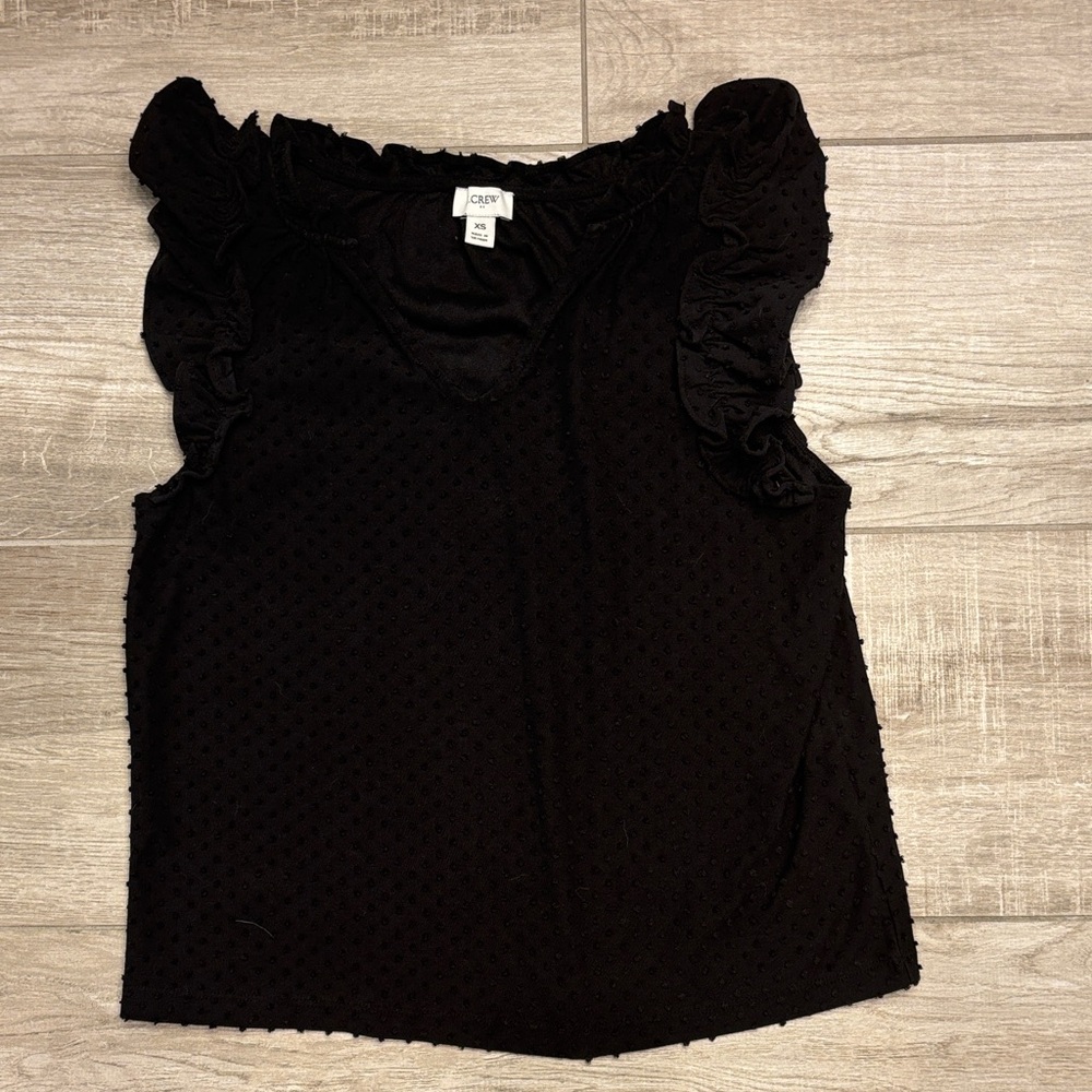 J. Crew Factory Black Ruffle Sleeve Blouse